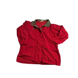 Columbia Jacket Windbreaker Vintage Red Olive Green Cargo Pockets Womens L